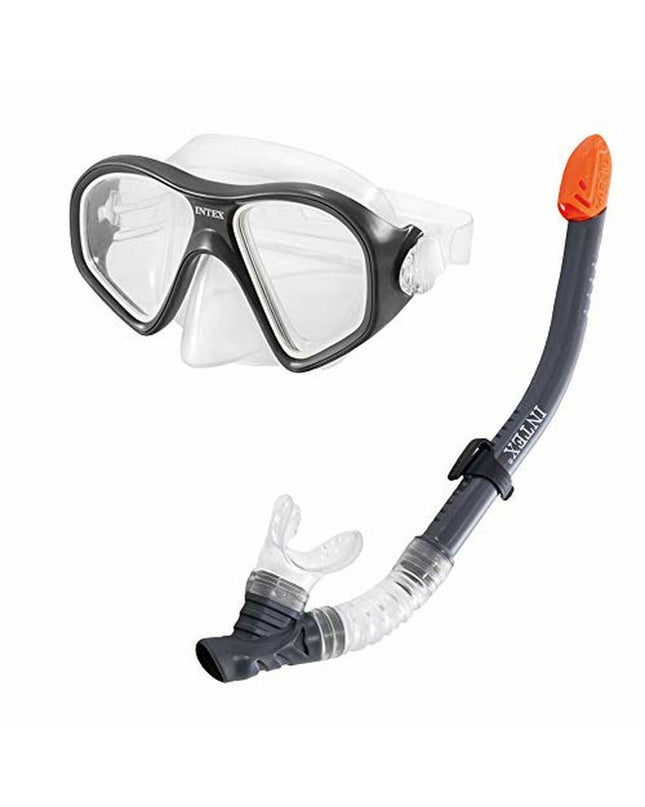 Intex yellow and black kids snorkel mask with snorkel tube for water sports and outdoor swimming.