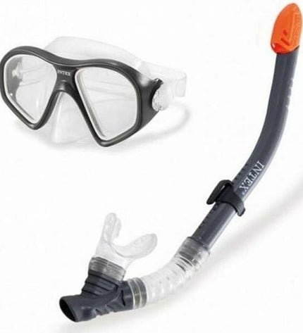Intex yellow and black kids snorkel mask and snorkel tube for water sports, featuring a comfortable fit for children.