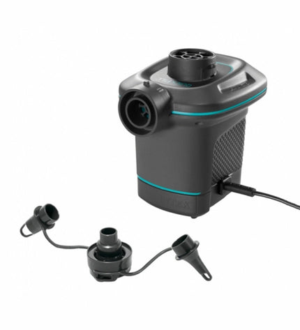 Intex electric air pump for sports and outdoor use, 220V, compact design with power cord and control dial visible.