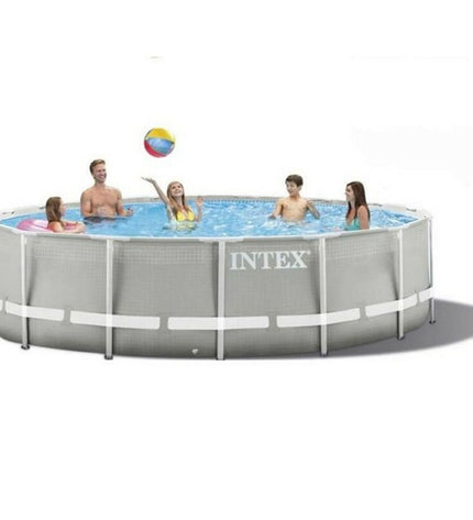 Intex removable swimming pool 26720NP with dimensions 427 x 107 cm, suitable for garden use, featuring sturdy construction and bright blue color.