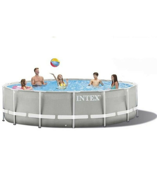 Intex removable swimming pool 26720NP with dimensions 427 x 107 cm, suitable for garden use, featuring sturdy construction and bright blue color.