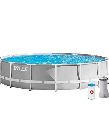 Intex removable swimming pool 427 x 107 cm for garden use, with clear blue water and sturdy frame, suitable for outdoor fun.