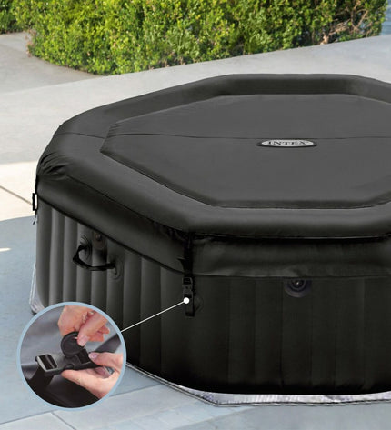 Inflatable Intex pool measuring 201 x 71 x 201 cm with 795 liters capacity, suitable for garden relaxation and outdoor swimming.