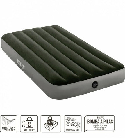 Intex air mattress measuring 99 x 25 x 191 cm, suitable for outdoor camping and outdoor activities.