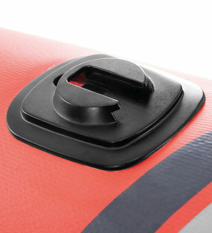 Intex Excursion Pro inflatable kayak on water, featuring orange and gray design, suitable for outdoor watersport adventures.