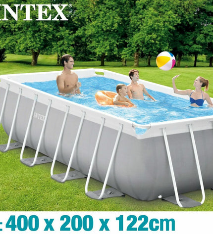 Intex rectangular removable swimming pool, 8,418 liters, 400x200x122 cm, outdoor garden pool with sturdy frame.