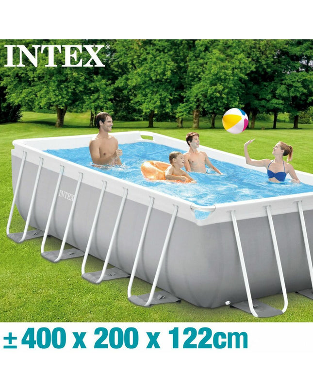 Intex rectangular removable swimming pool, 8,418 liters, 400x200x122 cm, outdoor garden pool with sturdy frame.