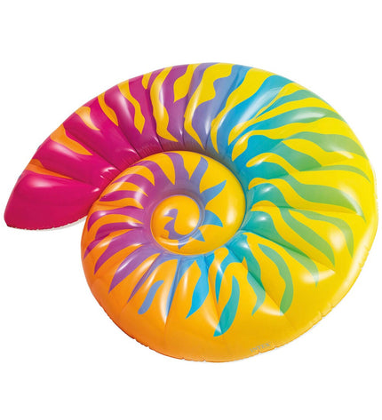 Inflatable multicolour snail mattress by Intex, 157x127x25 cm, suitable for outdoor play and relaxation.