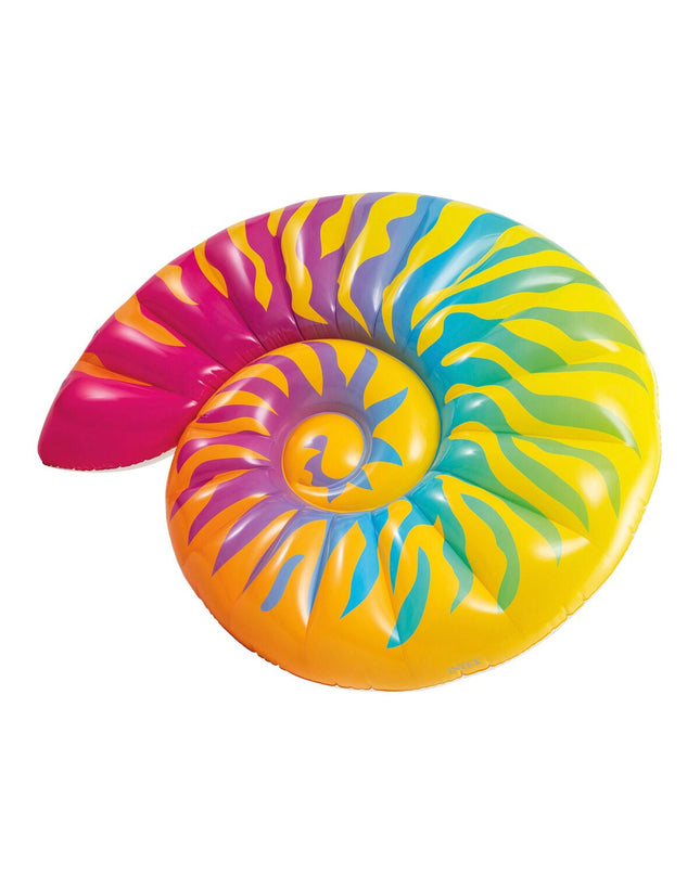 Inflatable multicolour snail mattress by Intex, 157x127x25 cm, suitable for outdoor play and relaxation.