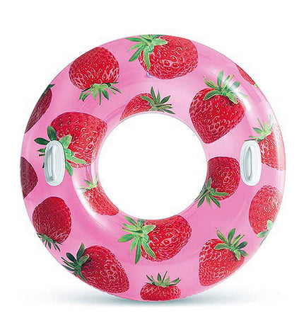 Inflatable fruit-shaped pool toy by Intex, PVC with a 107 cm diameter, suitable for swimming pools and outdoor fun.