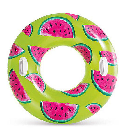 Inflatable fruit-shaped pool toy by Intex, PVC, 107 cm diameter, perfect for swimming pools and outdoor fun.