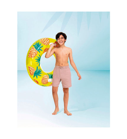 Inflatable fruit-shaped pool toy from Intex, PVC material, 107 cm diameter, ideal for swimming pools and outdoor play.
