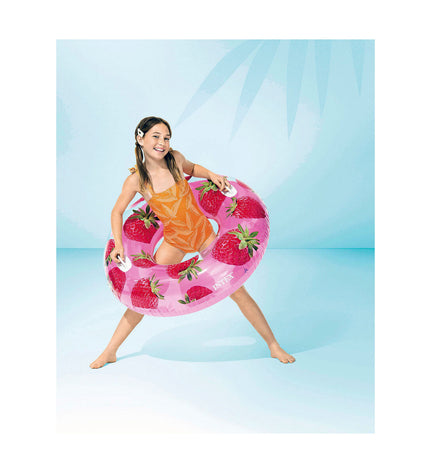 Inflatable fruit-shaped pool toy from Intex, PVC, 107 cm diameter, perfect for swimming pool play and outdoor fun.