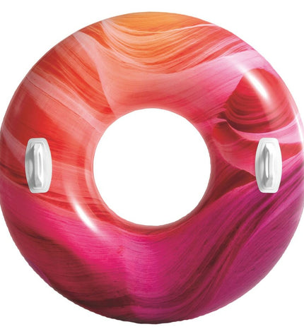 Colorful Intex inflatable pool toy with handles, 91 cm diameter, ideal for outdoor swimming and water play.