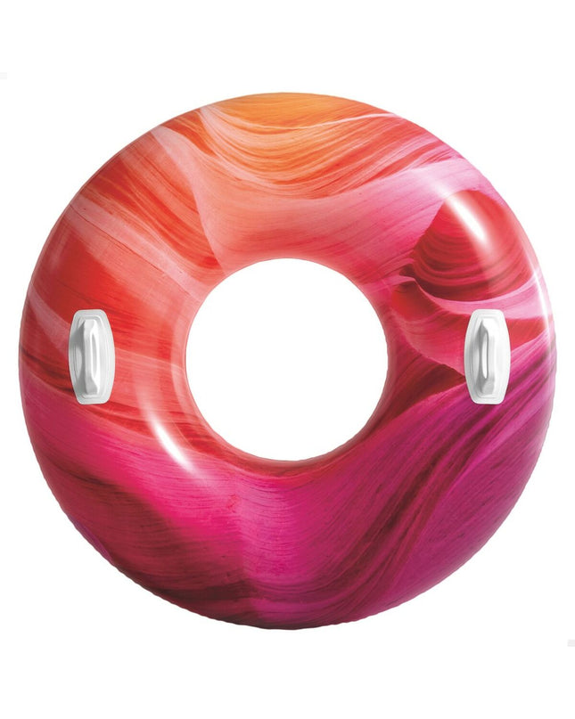 Colorful Intex inflatable pool toy with handles, 91 cm diameter, ideal for outdoor swimming and water play.