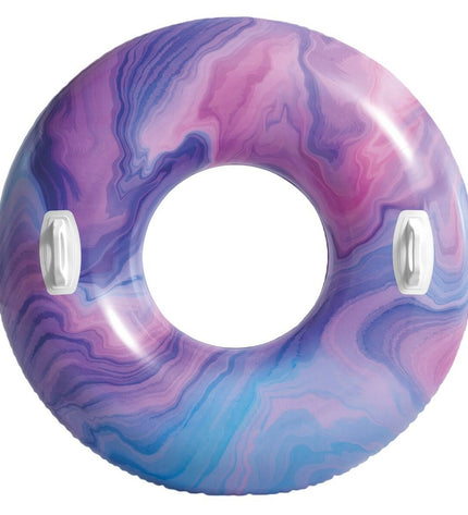 Colorful Intex inflatable pool toy with handgrips, 91 cm diameter, designed for outdoor swimming and water play.