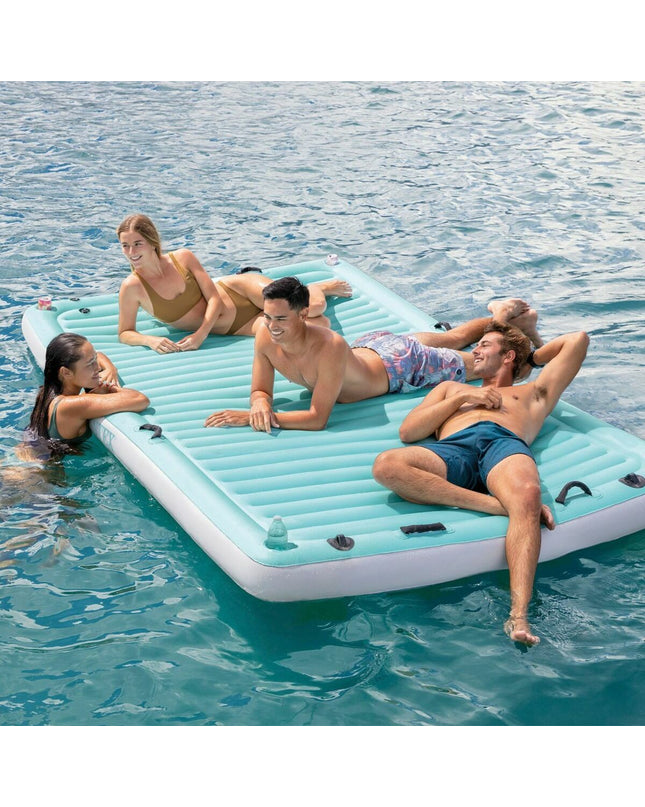 Inflatable Intex Water Lounge mattress in turquoise and white, 310x183 cm, ideal for pool lounging and outdoor fun.