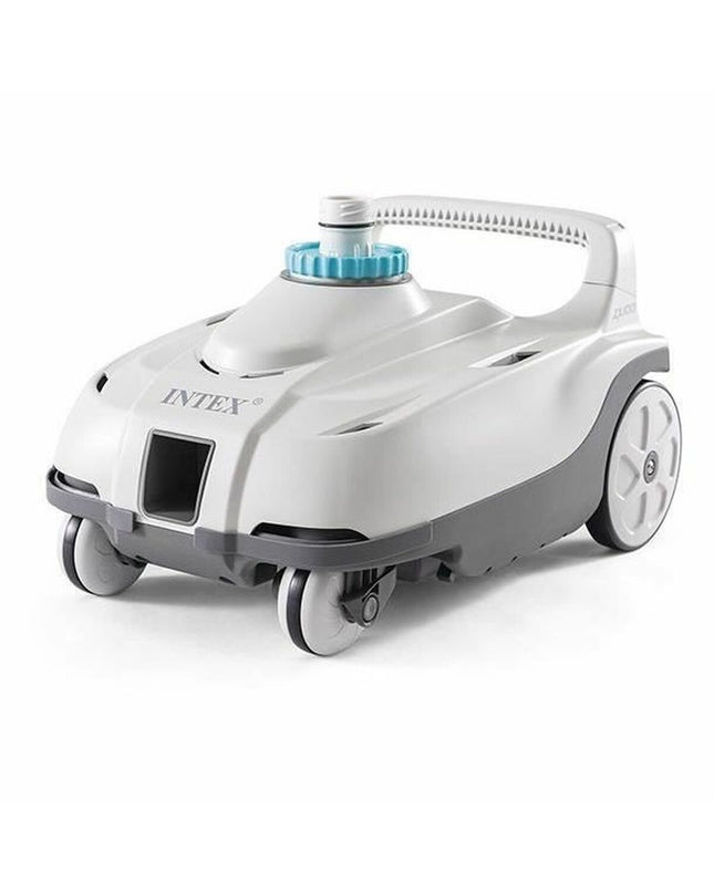 Intex automatic pool cleaner for gardens, suitable for swimming pools, jacuzzis, and pool accessories, with sleek design and hoses.