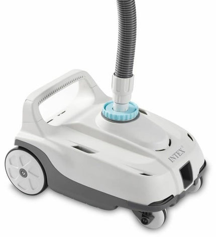 Intex automatic pool cleaner for garden pools, Jacuzzis, and accessories, shown on a clean pool surface.