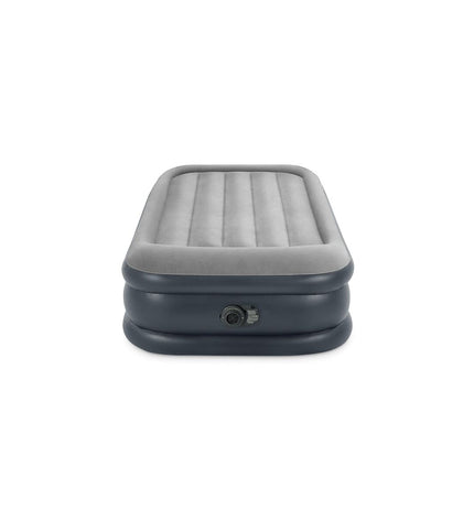 Intex Dura-Beam Basic Deluxe twin air mattress, 99 x 42 x 191 cm, suitable for camping and outdoor use.