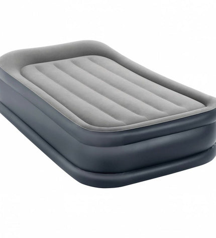 Intex Dura-Beam Basic Deluxe twin air mattress, 99 x 42 x 191 cm, suitable for camping and outdoor activities.