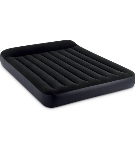 Intex air mattress 152 x 25 x 203 cm suitable for camping and outdoor use, with a blue top and inflation valves