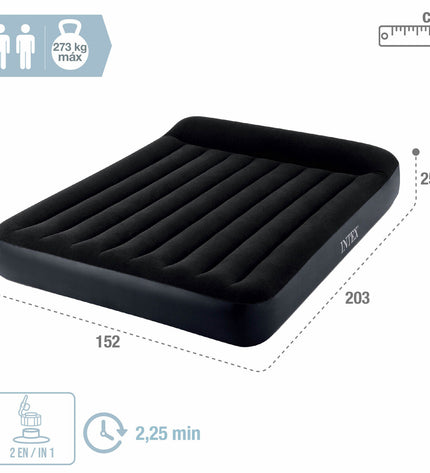 Intex air mattress 152 x 25 x 203 cm for outdoor camping, with a blue and white design, suitable for sport and outdoor use