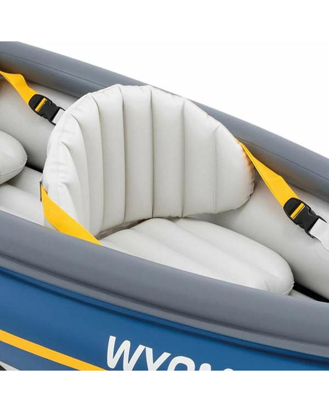 Inflatable kayak Intex Wyoming C2 for watersport, 307 x 89 x 53 cm, shown inflated on water, ideal for outdoor adventures.