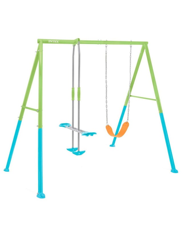 Intex swing chair toy for outdoor play, measuring 251 x 211 x 254 cm, designed for fun and relaxation in the garden.