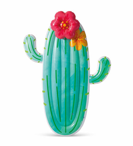 Inflatable Intex Cactus mattress for outdoor play, featuring a green cactus design, perfect for camping or backyard fun.