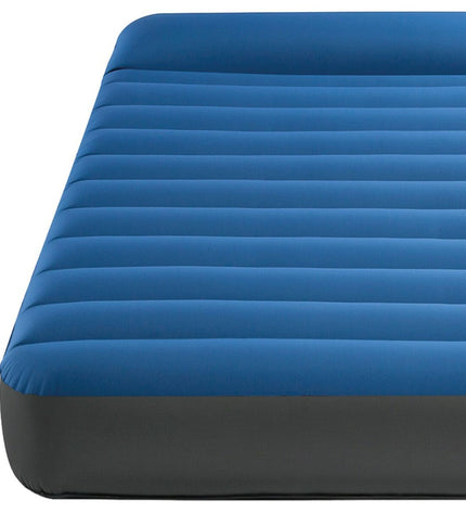 Intex air mattress for camping, 99 x 22 x 191 cm, outdoor sleeping pad with a blue surface and built-in comfort features