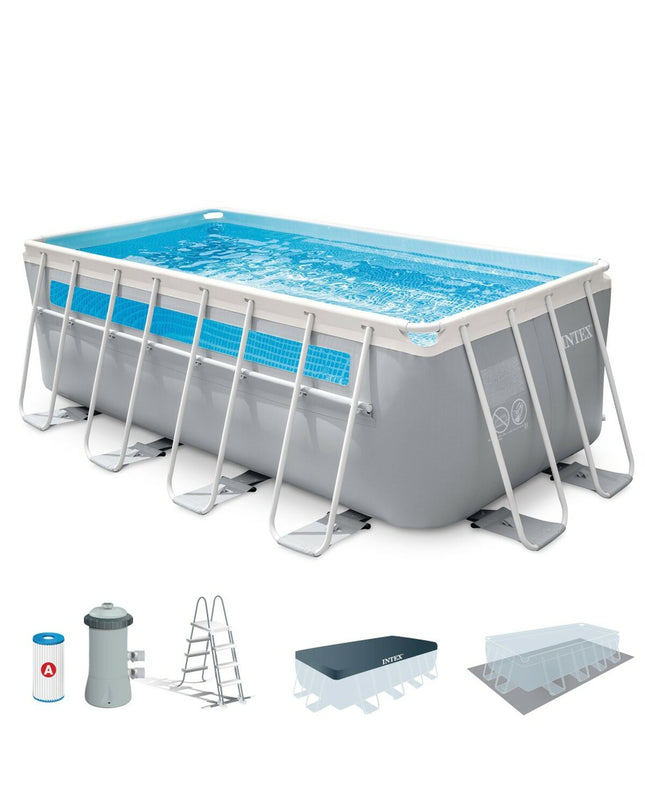 Intex removable garden swimming pool, 400x122x200 cm, shown outdoors with clear water and surrounding greenery.