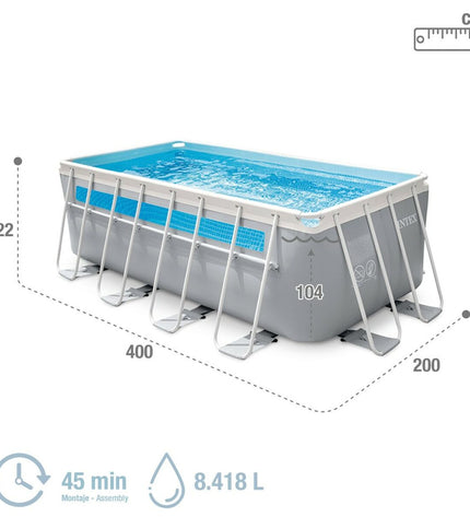 Intex removable garden swimming pool 400x122x200 cm in a backyard setting with water and surrounding greenery