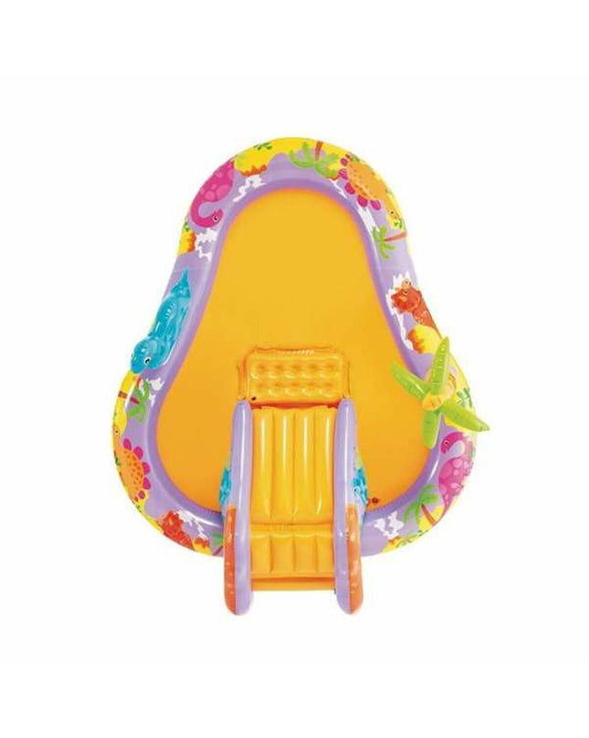 Inflatable children's pool Intex Dino Park with dinosaur design, measuring 201 x 157 x 69 cm, perfect for outdoor play.