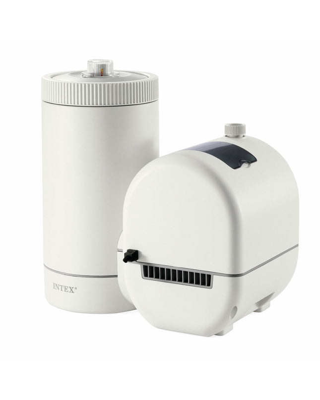 Intex zwembad behandelinstallatie for swimming pools, garden spas, and jacuzzi maintenance, with control panel and tubing.