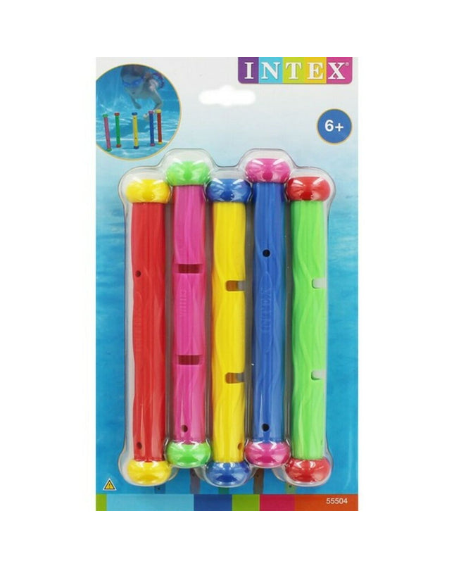 Intex Duikspeelgoed voor onder water, 5 onderdelen, set for swimming and water play, featuring colorful underwater diving toys.