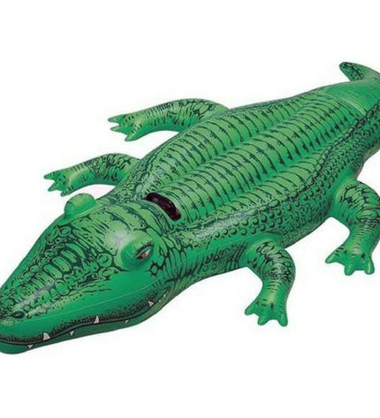 Inflatable crocodile pool toy by Intex, measuring 168 x 86 cm, suitable for outdoor play and water fun.