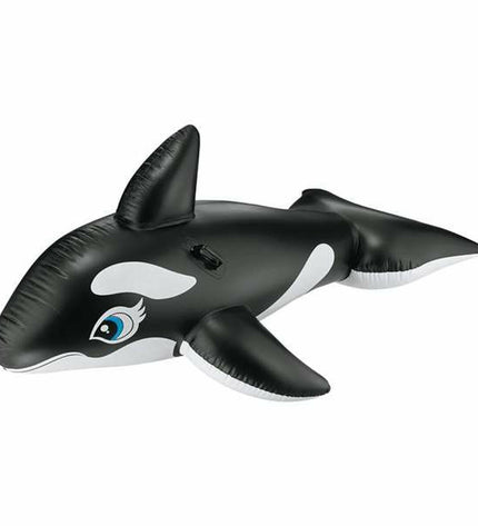 Inflatable Intex whale pool float measuring 193 x 119 cm, suitable for toys, games, outdoor fun, and water activities.