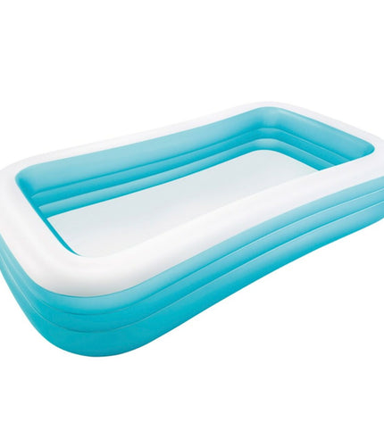 Intex inflatable pool 305x56x193 cm for garden use, with clear blue water and sturdy sides in a backyard setting