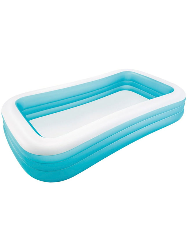 Intex inflatable pool 305x56x193 cm for garden use, with clear blue water and sturdy sides in a backyard setting