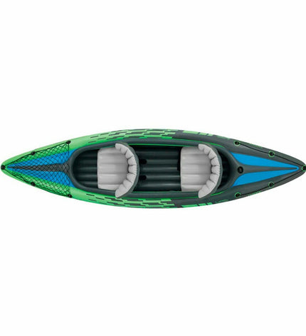 Intex Water Lounge inflatable kayak in green, 351 x 76 x 38 cm, designed for two persons, suitable for watersport and outdoor use.