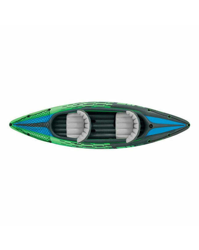 Intex Water Lounge inflatable kayak in green, 351 x 76 x 38 cm, designed for two persons, suitable for watersport and outdoor use.