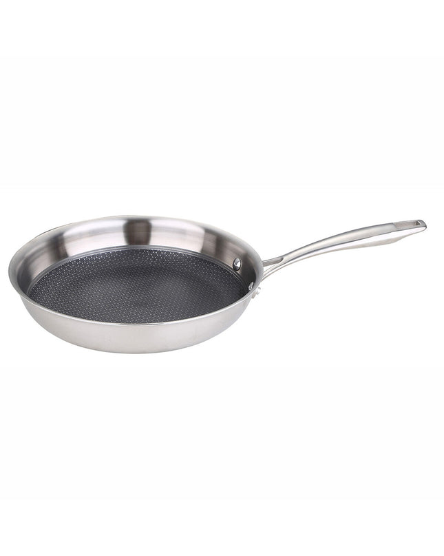 Masterpro BGMP-1632 stainless steel frying pan with 28cm diameter, silver-colored, suitable for home cooking and kitchen use.