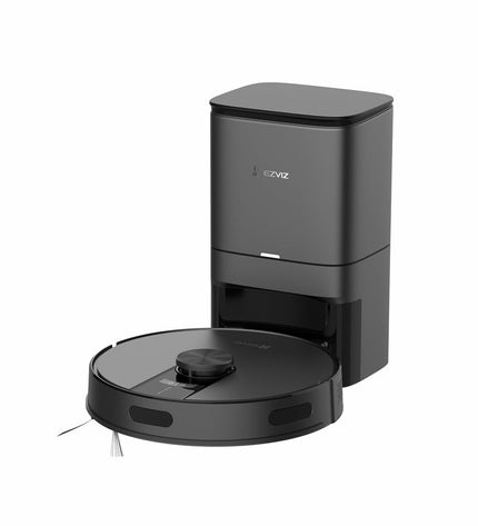 Ezviz CS-RE4P-PBT2 robot stofzuiger met ronde vorm en witte behuizing, geschikt voor schoonmaken van vloeren en oppervlakken.