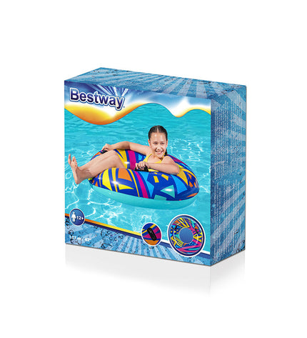 Bestway inflatable float with handles, assorted colors, 107 cm, ideal for beach and pool fun, suitable for ages 12 and up
