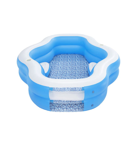 Bestway inflatable family pool 270x198x51 cm for garden, suitable for children over 6 years old, with water accessories.
