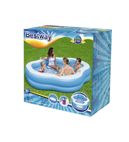 Bestway inflatable family pool 270x198x51 cm set with water, ideal for kids' outdoor summer fun in the garden