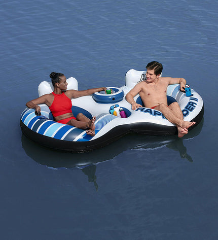 Bestway Rapid Rider double inflatable wheel with handles, 251x132 cm, ideal for beach and pool fun, outdoor sports and games.