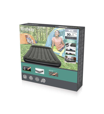 Bestway inflatable single mattress 191x137x30 cm for camping and outdoor use, featuring a comfortable design for outdoor adventures.