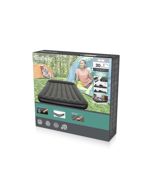 Bestway inflatable single mattress 191x137x30 cm for camping and outdoor use, featuring a comfortable design for outdoor adventures.